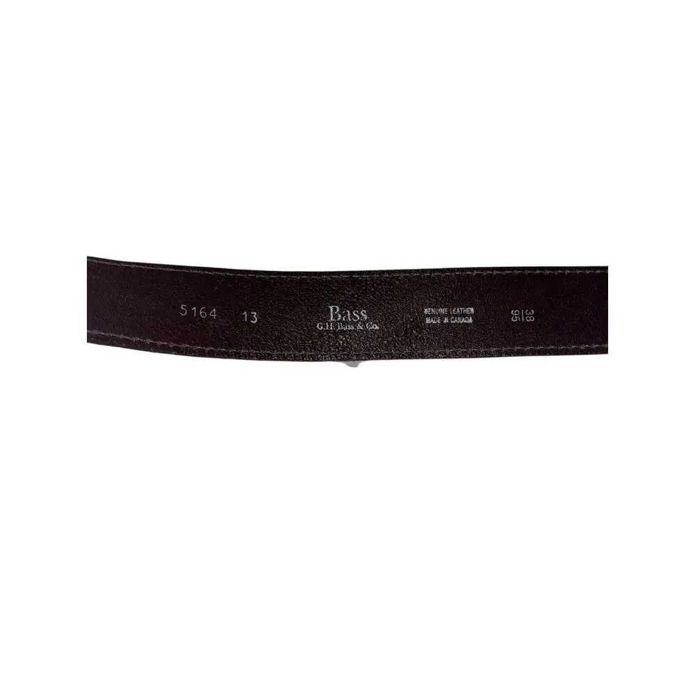 Bass Genuine Leather Belt Size 38 Brown Pebbled ilver Tone Belt Has Wear
